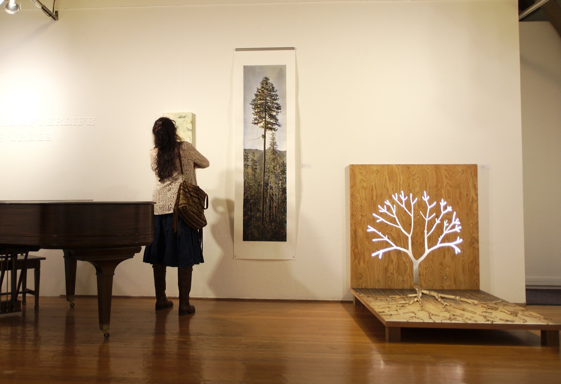 One of my very large hand colored photographs on exhibit in 'ROT: The Afterlife of Trees' show at the Arts Center in Corvallis in 2016.